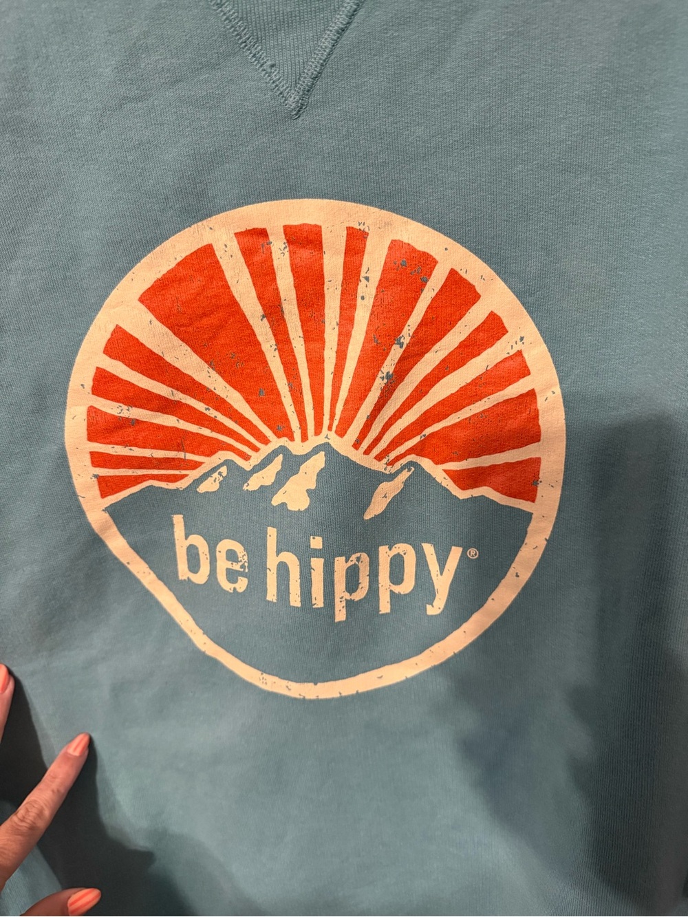 Be Hippy Teal Graphic Sweatshirt - Picture 2 of 5